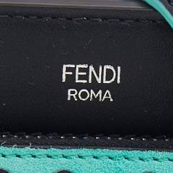 Pre Owned Fendi Mint Green/Black Leather And Suede Wave Dotcom Top Handle Bag