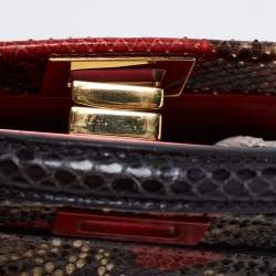 Fendi Multicolor Python Mini Peekaboo Top Handle Bag