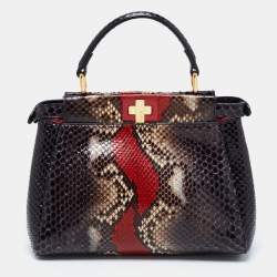 Fendi Multicolor Python Mini Peekaboo Top Handle Bag