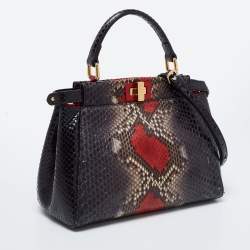 Fendi Multicolor Python Mini Peekaboo Top Handle Bag