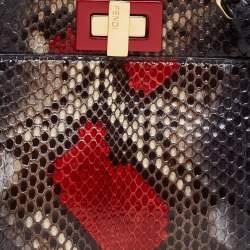Fendi Multicolor Python Mini Peekaboo Top Handle Bag