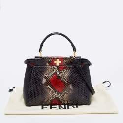 Fendi Multicolor Python Mini Peekaboo Top Handle Bag