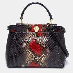 Fendi Multicolor Python Mini Peekaboo Top Handle Bag