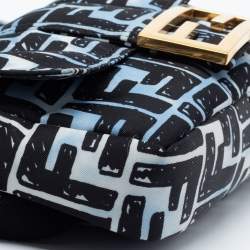 Fendi X Joshua Vides Blue/Black FF Cloudy Nylon Mini Belt Baguette Bag