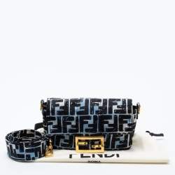 Fendi X Joshua Vides Blue/Black FF Cloudy Nylon Mini Belt Baguette Bag