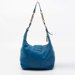 Pre Owned Fendi Blue Suede Zip Hobo