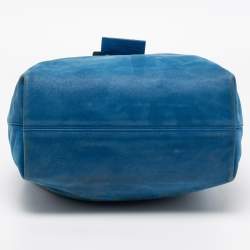 Pre Owned Fendi Blue Suede Zip Hobo