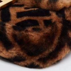 Pre Owned Fendi Brown Sheepskin Mini Baguette Shoulder Bag