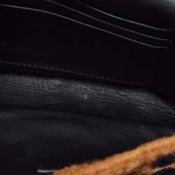 Pre Owned Fendi Brown Sheepskin Mini Baguette Shoulder Bag