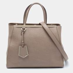 Pre Owned Fendi Grey Leather Medium 2Jours Elite Tote