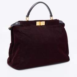مملوكة مسبقًا Fendi Burgundy/Black Fabric And Leather Large Peekaboo Top Handle Bag