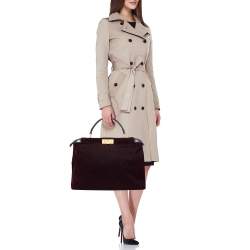 مملوكة مسبقًا Fendi Burgundy/Black Fabric And Leather Large Peekaboo Top Handle Bag