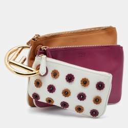 Pre Owned Fendi Multicolor Leather Triplette Clutch Bag