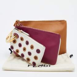 Pre Owned Fendi Multicolor Leather Triplette Clutch Bag
