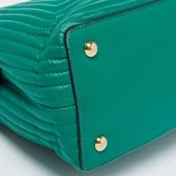 Pre Owned Fendi Green Quilted Leather Medium Dotcom Shoulder Bag