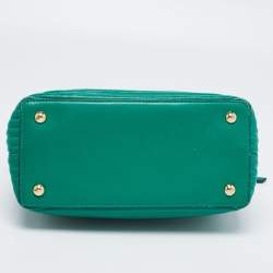 Pre Owned Fendi Green Quilted Leather Medium Dotcom Shoulder Bag