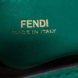 Pre Owned Fendi Green Quilted Leather Medium Dotcom Shoulder Bag