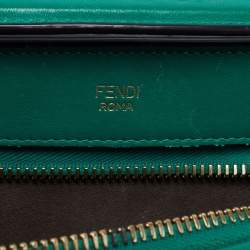 Pre Owned Fendi Green Quilted Leather Medium Dotcom Shoulder Bag