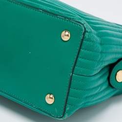 Pre Owned Fendi Green Quilted Leather Medium Dotcom Shoulder Bag