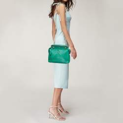 Pre Owned Fendi Green Quilted Leather Medium Dotcom Shoulder Bag