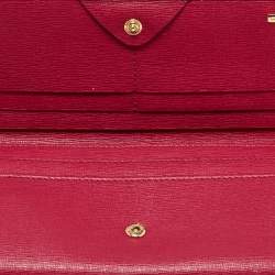 Pre Owned Fendi Pink Leather Flap Continental Wallet