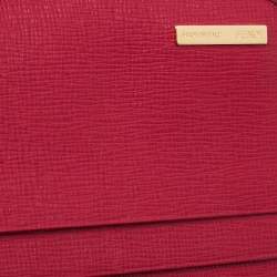 Pre Owned Fendi Pink Leather Flap Continental Wallet