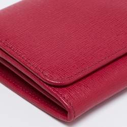 Pre Owned Fendi Pink Leather Flap Continental Wallet