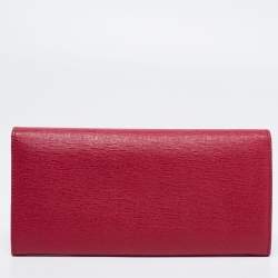 Pre Owned Fendi Pink Leather Flap Continental Wallet