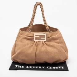 Pre Owned Fendi Beige Leather Large Mia Satchel