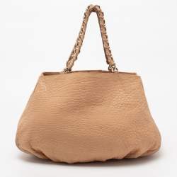 Pre Owned Fendi Beige Leather Large Mia Satchel