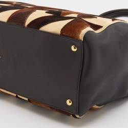 Pre Owned Fendi Multicolor Leather/Velvet and Suede Large 2jours Tote