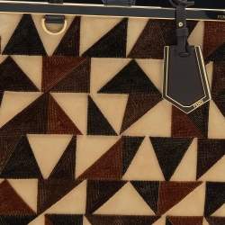 Pre Owned Fendi Multicolor Leather/Velvet and Suede Large 2jours Tote