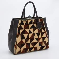 Pre Owned Fendi Multicolor Leather/Velvet and Suede Large 2jours Tote