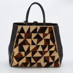 Pre Owned Fendi Multicolor Leather/Velvet and Suede Large 2jours Tote