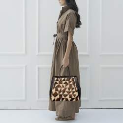 Pre Owned Fendi Multicolor Leather/Velvet and Suede Large 2jours Tote