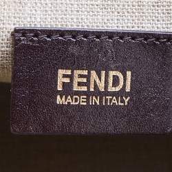 Pre Owned Fendi Brown/Navy Blue Pequin Stripe Canvas And Leather Hobo