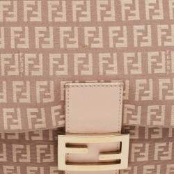 Fendi Pink/Beige Zucchino Canvas and Leather Mama Forever Shoulder Bag