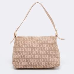 Fendi Pink/Beige Zucchino Canvas and Leather Mama Forever Shoulder Bag