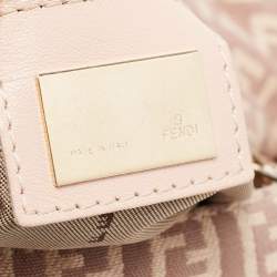 Fendi Pink/Beige Zucchino Canvas and Leather Mama Forever Shoulder Bag