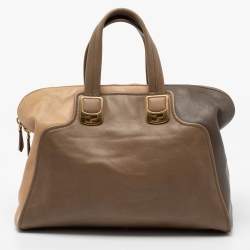 Pre Owned حقيبة ساتشل فندي شاميليون جلد بيج/بني