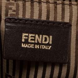 Pre Owned حقيبة ساتشل فندي شاميليون جلد بيج/بني