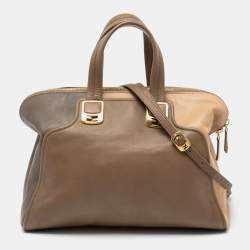 Pre Owned حقيبة ساتشل فندي شاميليون جلد بيج/بني