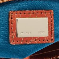 Pre Owned Fendi Bronze/Gold Leather Vanity Mirror Clutch
