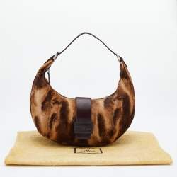 Pre Owned Fendi Brown/Beige Calfhair and Leather Hobo