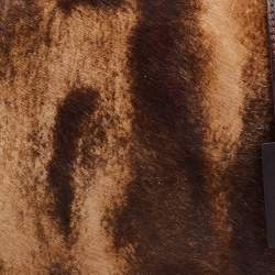 Pre Owned Fendi Brown/Beige Calfhair and Leather Hobo