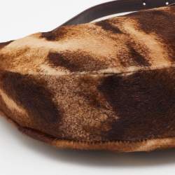 Pre Owned Fendi Brown/Beige Calfhair and Leather Hobo