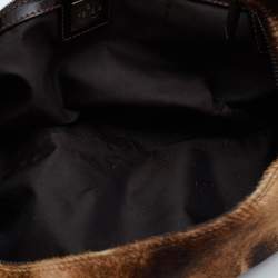 Pre Owned Fendi Brown/Beige Calfhair and Leather Hobo