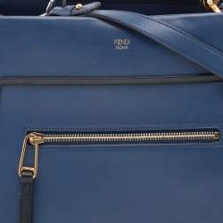 Pre Owned Fendi Blue/Black Leather Runaway Top Handle Bag