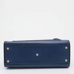 Pre Owned Fendi Blue/Black Leather Runaway Top Handle Bag