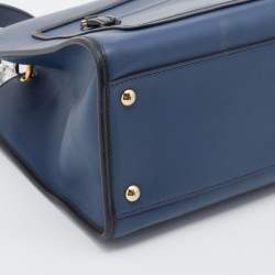 Pre Owned Fendi Blue/Black Leather Runaway Top Handle Bag